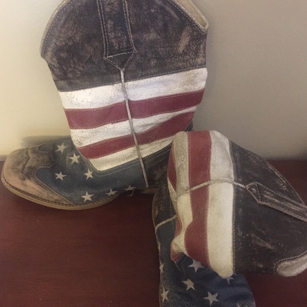 American Flag Roper Boots